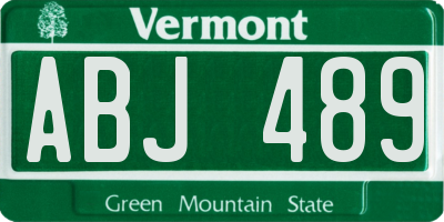 VT license plate ABJ489