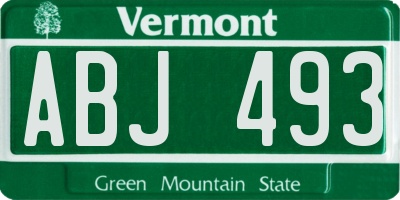 VT license plate ABJ493