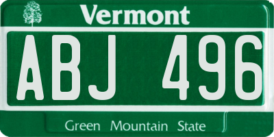 VT license plate ABJ496
