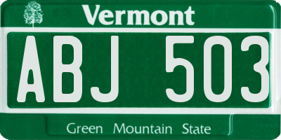 VT license plate ABJ503
