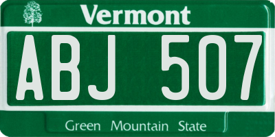 VT license plate ABJ507