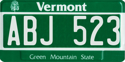 VT license plate ABJ523