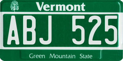 VT license plate ABJ525