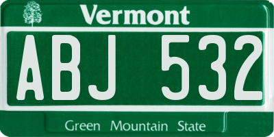 VT license plate ABJ532