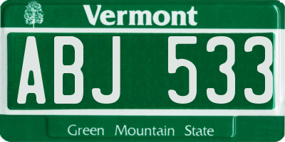 VT license plate ABJ533