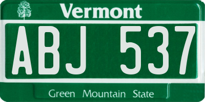 VT license plate ABJ537