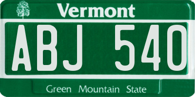 VT license plate ABJ540