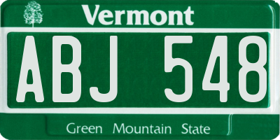 VT license plate ABJ548