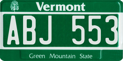 VT license plate ABJ553