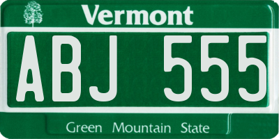 VT license plate ABJ555
