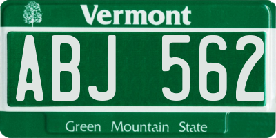 VT license plate ABJ562