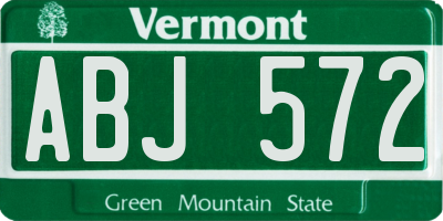 VT license plate ABJ572