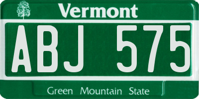 VT license plate ABJ575