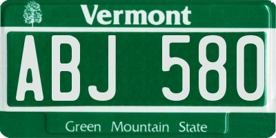 VT license plate ABJ580