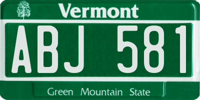 VT license plate ABJ581