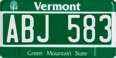 VT license plate ABJ583