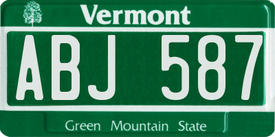 VT license plate ABJ587