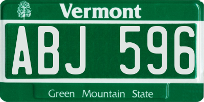 VT license plate ABJ596