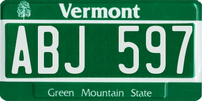 VT license plate ABJ597