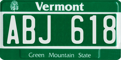 VT license plate ABJ618