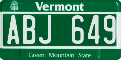 VT license plate ABJ649