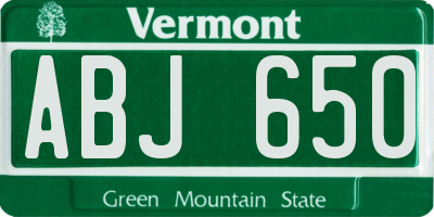 VT license plate ABJ650