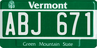 VT license plate ABJ671