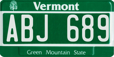 VT license plate ABJ689
