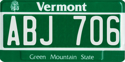 VT license plate ABJ706