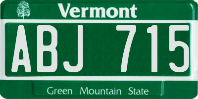 VT license plate ABJ715
