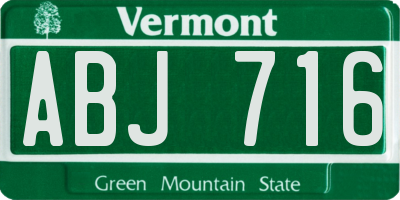 VT license plate ABJ716