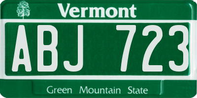 VT license plate ABJ723