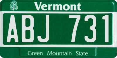 VT license plate ABJ731