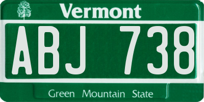 VT license plate ABJ738