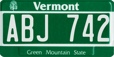 VT license plate ABJ742