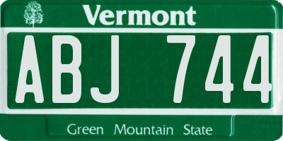 VT license plate ABJ744