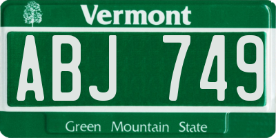 VT license plate ABJ749