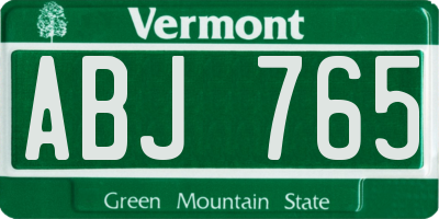 VT license plate ABJ765