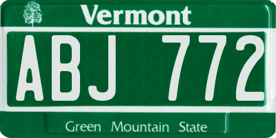 VT license plate ABJ772