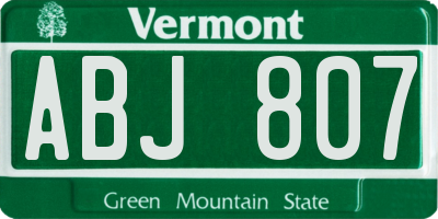 VT license plate ABJ807