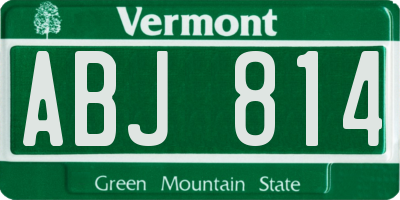 VT license plate ABJ814