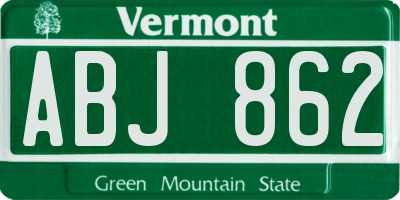 VT license plate ABJ862