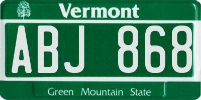 VT license plate ABJ868