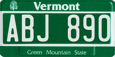 VT license plate ABJ890