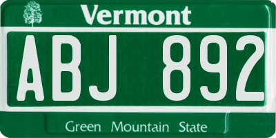 VT license plate ABJ892