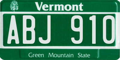 VT license plate ABJ910