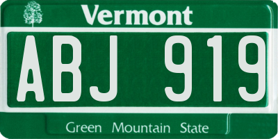 VT license plate ABJ919