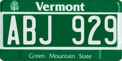 VT license plate ABJ929