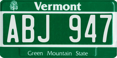 VT license plate ABJ947