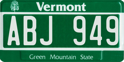 VT license plate ABJ949